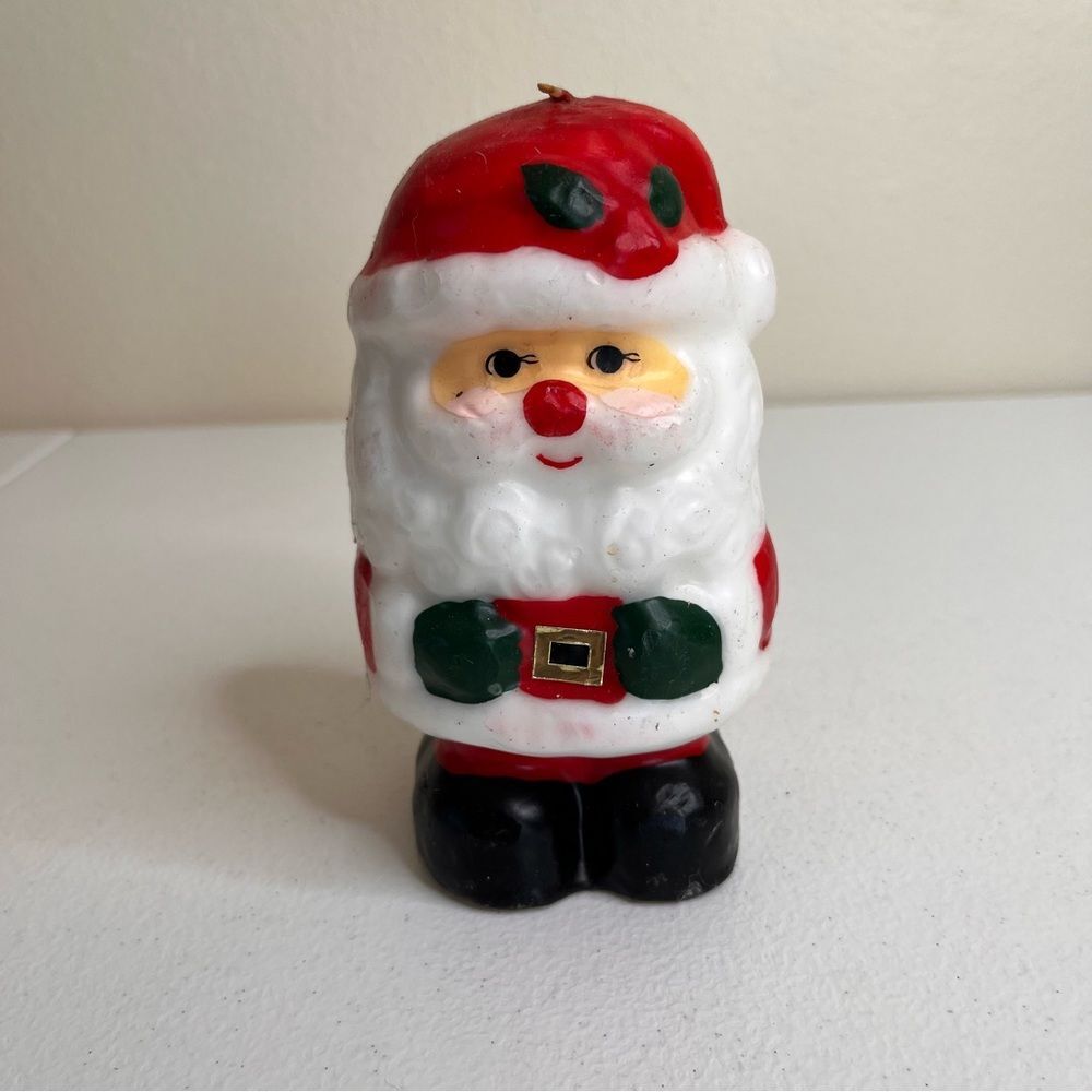 Vintage Santa Wax Candle Home Decor Christmas Winter Holiday Nostalgic 6 Inch